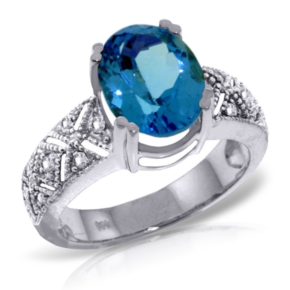 Galaxy Gold Products Jewelry - SOLID GOLD RINGS W/ NATURAL DIAMONDS & BLUE TOPAZ